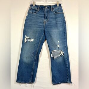 Abercrombie & Fitch Ankle Straight Ultra High Rise Distressed Jeans Womens Sz 27
